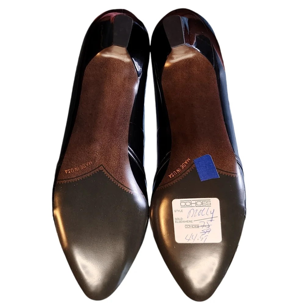 Vintage Selby Molly Black Patent Leather Heels Made in USA Size 8.5B